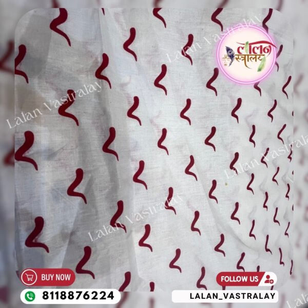 Chidiya Print- White and Red - Image 2